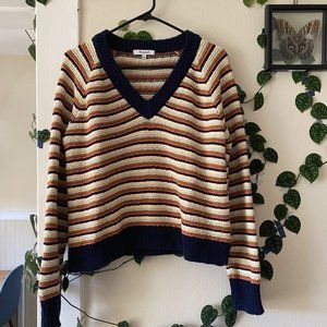 SOLD Madewell Arden V-Neck Retro Stripe Sweater - S